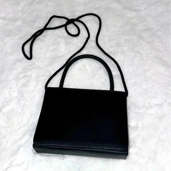 LaRegale, LTD Handbags - Vintage La Regale Black Evening Satin Mini Purse HandBag Crossbody Elegant Fun